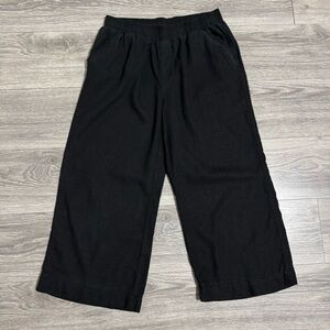 Briggs Women Black‎ Linen Blend Loose Fit Relaxed Fit Elastic Band Pants Size L